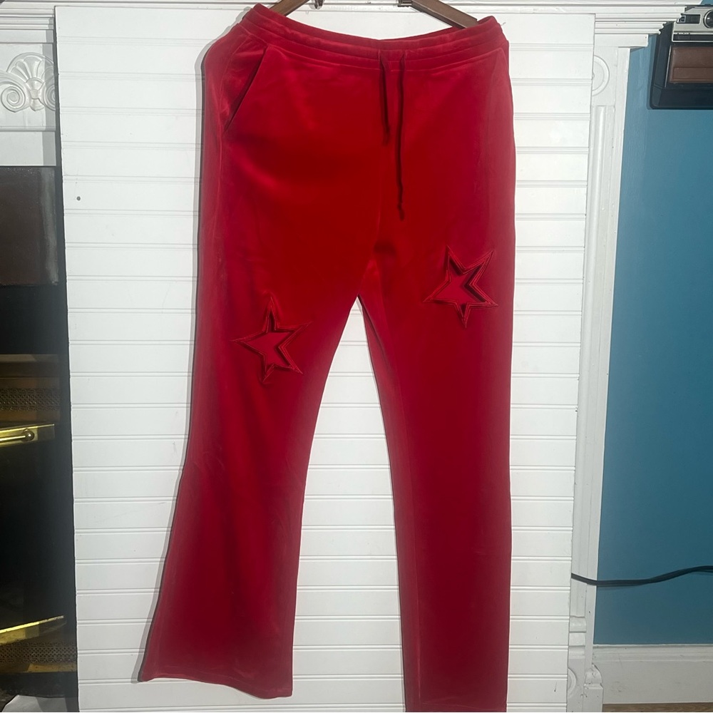 Paris Hilton The Star Vibrant Red The Star Velour Track Pants Size Large